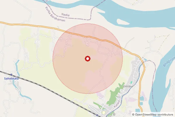 Map showing approximate area covered by Pincode 742305 — Joykrishnapur Bo, Murshidabad