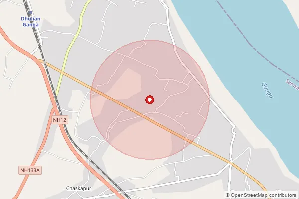 Map showing approximate area covered by Pincode 742405 — Gobindapur Bo, Murshidabad