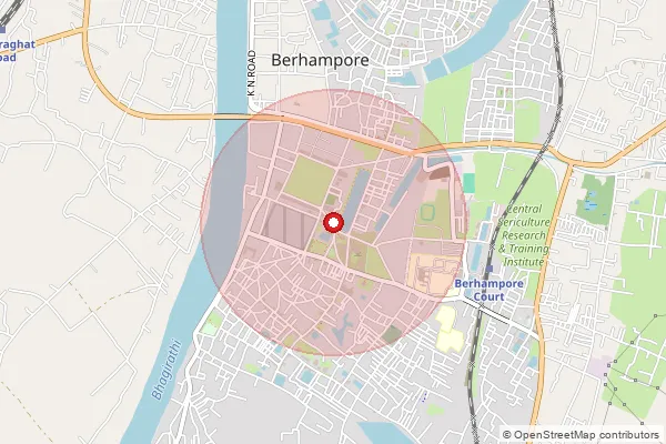 Map showing approximate area covered by Pincode 742408 — Sargachi Ashram So, Murshidabad