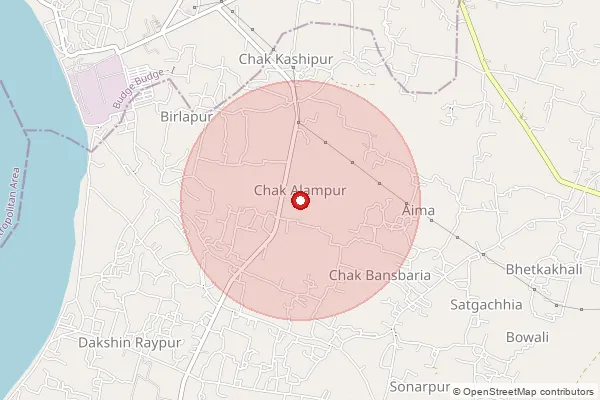 Map showing approximate area covered by Pincode 743318 — Chak Kashipur Bo, 24 Paraganas South