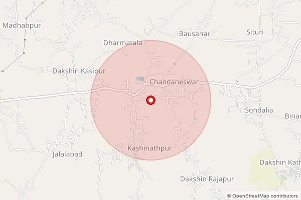Map showing approximate area covered by Pincode 743330 — Tarda Kapasati Bo, 24 Paraganas South