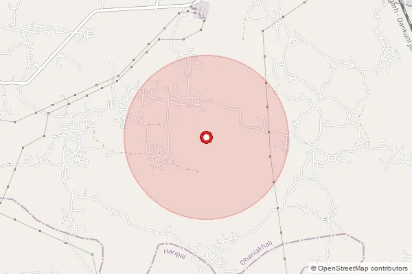 Map showing approximate area covered by Pincode 743356 — Ghoramara Mandirtala Bo, 24 Paraganas South