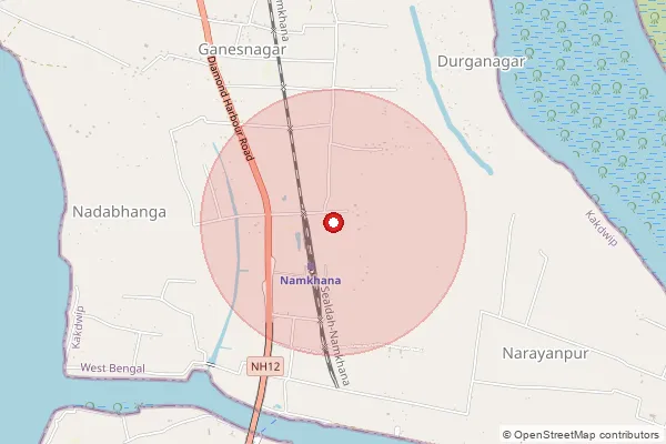 Map showing approximate area covered by Pincode 743357 — Patibunia Bo, 24 Paraganas South
