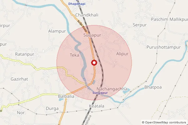 Map showing approximate area covered by Pincode 743372 — Punpua Bo, 24 Paraganas South