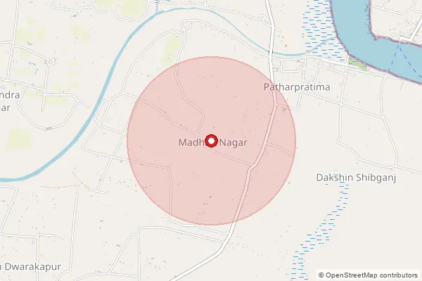 Map showing approximate area covered by Pincode 743374 — Dakshin Rajnagar Bo, 24 Paraganas South