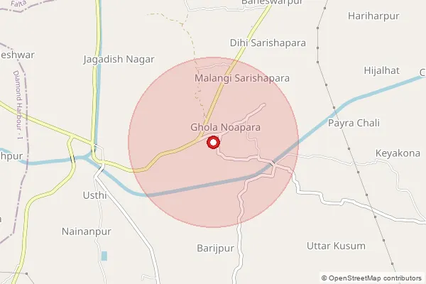 Map showing approximate area covered by Pincode 743375 — Uttar Kusum Bo, 24 Paraganas South