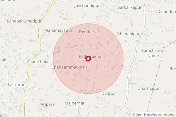 Map showing approximate area covered by Pincode 743377 — Aryapara Bo, 24 Paraganas South