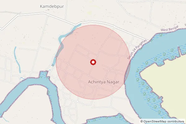 Map showing approximate area covered by Pincode 743383 — Achintanagar Bo, 24 Paraganas South