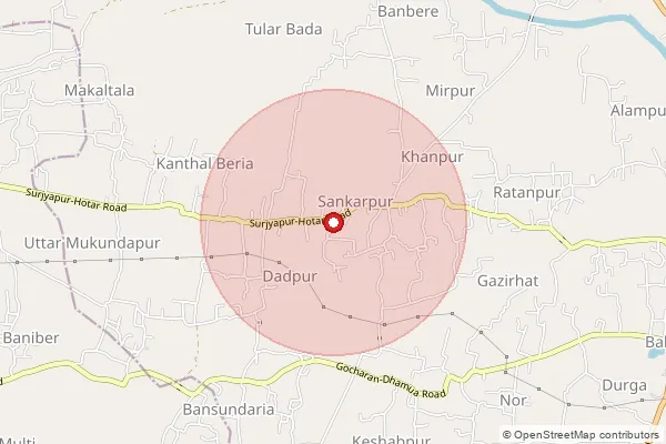 Map showing approximate area covered by Pincode 743610 — Dhamua Bo, 24 Paraganas South