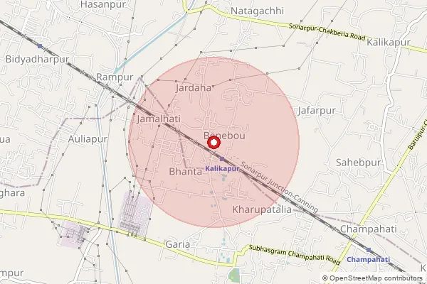 Map showing approximate area covered by Pincode 743613 — Beniabow Bo, 24 Paraganas South
