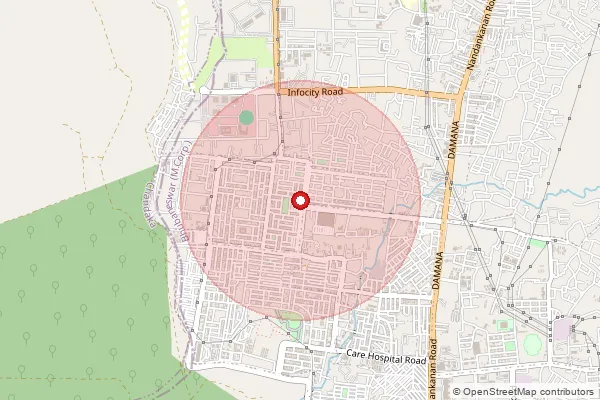 Map showing approximate area covered by Pincode 751021 — Sailashree Vihar S.O, Khordha