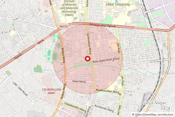 பின்கோடு 751022 — Bhoinagar Sub Office, Khordha ஆல் உள்ளடக்கப்பட்ட தோராயமான பகுதியைக் காட்டும் வரைபடம்
