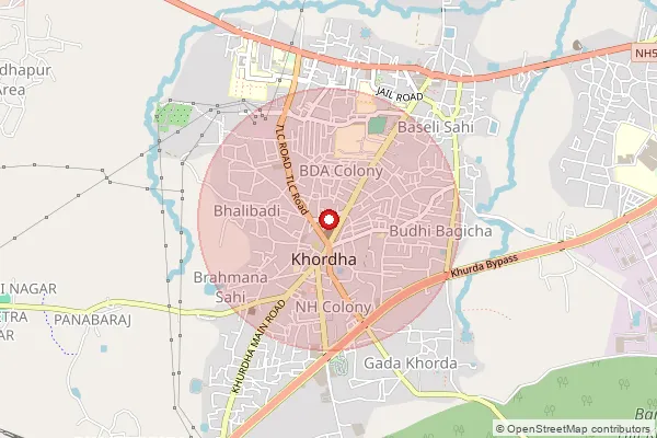 பின்கோடு 752056 — Dalatola Branch Office, Khordha ஆல் உள்ளடக்கப்பட்ட தோராயமான பகுதியைக் காட்டும் வரைபடம்
