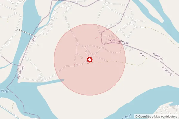 Map showing approximate area covered by Pincode 752119 — Lataharan, Puri