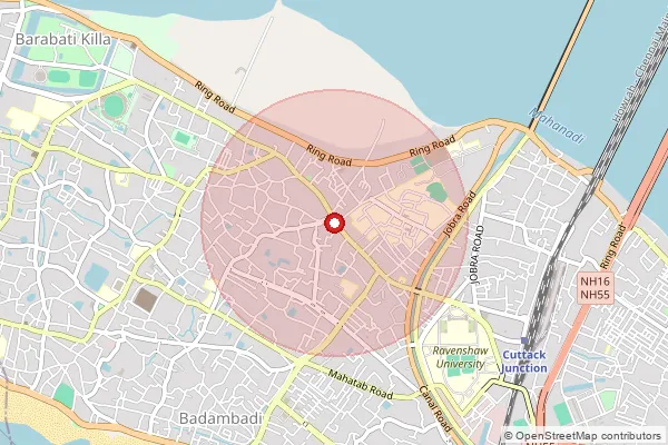 Map showing approximate area covered by Pincode 753001 — Cuttack G.P.O., Cuttack