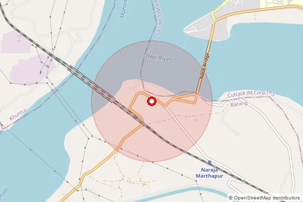 Map showing approximate area covered by Pincode 754006 — Naraj B.O, Cuttack