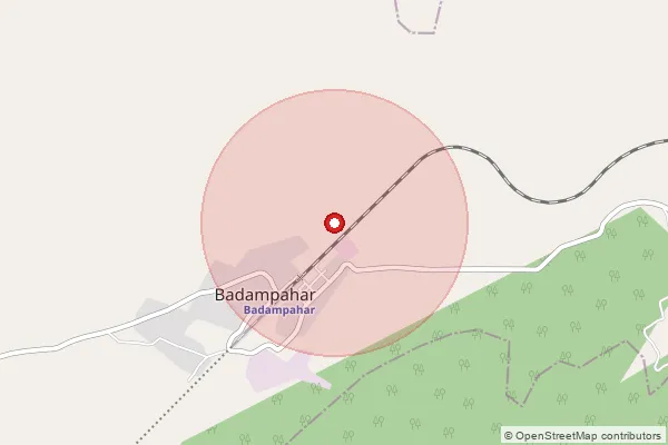 பின்கோடு 757047 — Badampahar Sub Office, Mayurbhanj ஆல் உள்ளடக்கப்பட்ட தோராயமான பகுதியைக் காட்டும் வரைபடம்