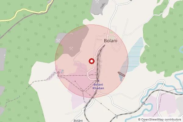 பின்கோடு 758037 — Bolani Sub Office, Kendujhar ஆல் உள்ளடக்கப்பட்ட தோராயமான பகுதியைக் காட்டும் வரைபடம்