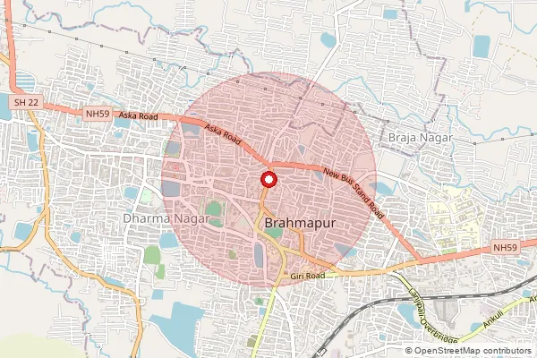 પિનકોડ 760001 — Berhampur(Gm) Head Office, Ganjam દ્વારા આવરી લેવાયેલ અંદાજિત વિસ્તાર દર્શાવતો નકશો