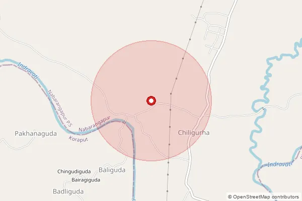 பின்கோடு 764078 — Dongerbheja Sub Office, Nabarangpur ஆல் உள்ளடக்கப்பட்ட தோராயமான பகுதியைக் காட்டும் வரைபடம்
