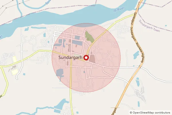 పిన్‌కోడ్ 770001 — Sundargarh Head Office, Sundargarh ద్వారా కవర్ చేయబడిన సుమారు ప్రాంతాన్ని చూపే మ్యాప్