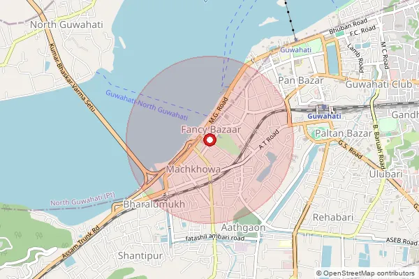 Map showing approximate area covered by Pincode 781001 — Guwahati G.P.O., Kamrup Metro
