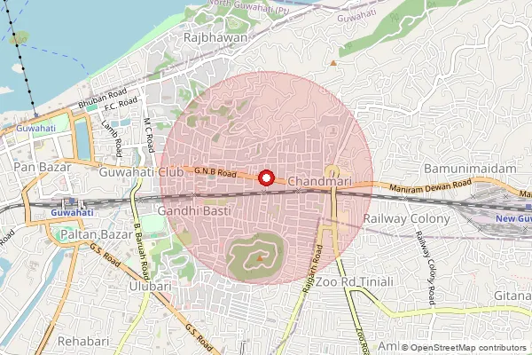 Map showing approximate area covered by Pincode 781003 — Assam Tribune S.O, Kamrup Metro