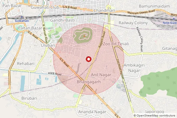 Map showing approximate area covered by Pincode 781007 — Lachitnagar S.O, Kamrup Metro