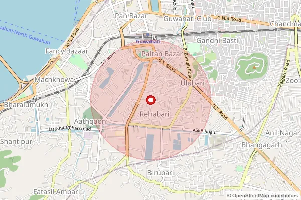 Map showing approximate area covered by Pincode 781008 — Rehabari S.O, Kamrup Metro