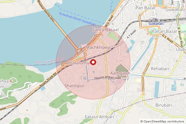 Map showing approximate area covered by Pincode 781009 — Bharalumukh S.O, Kamrup Metro