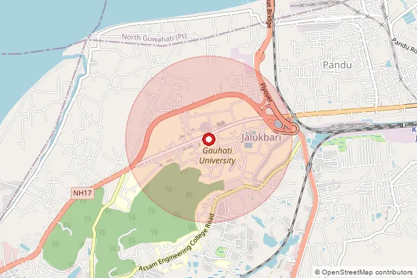 Map showing approximate area covered by Pincode 781014 — Guwahati University H.O, Kamrup Metro
