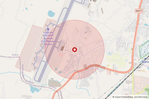 Map showing approximate area covered by Pincode 781015 — Guwahati Airport S.O, Kamrup Metro