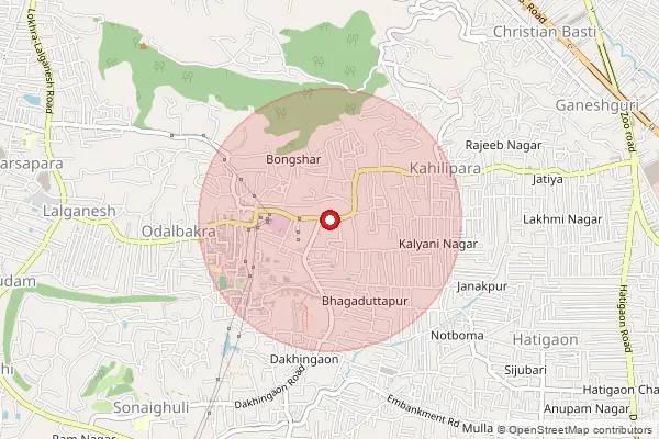 Map showing approximate area covered by Pincode 781019 — Kahilipara S.O, Kamrup Metro