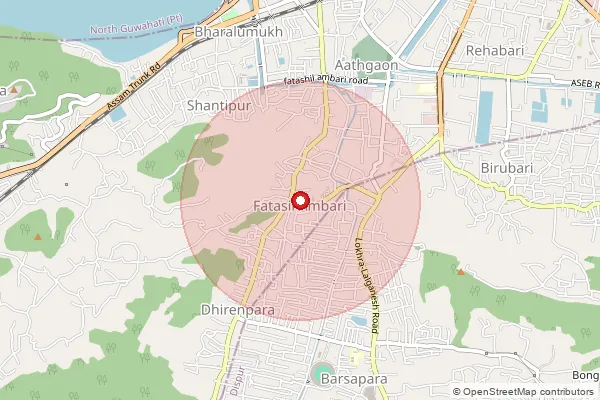 Map showing approximate area covered by Pincode 781025 — Ambari Fatasil S.O, Kamrup Metro