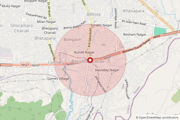 Map showing approximate area covered by Pincode 781029 — Pillangkata B.O, Ri Bhoi