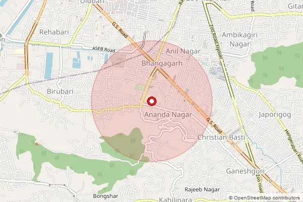 Map showing approximate area covered by Pincode 781032 — Indrapur S.O, Kamrup Metro