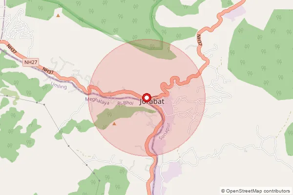 Map showing approximate area covered by Pincode 781033 — Jorabat So, Kamrup Metro