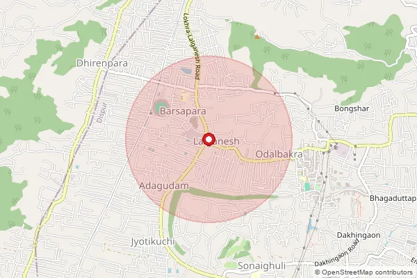 Map showing approximate area covered by Pincode 781034 — Odalbakra S.O, Kamrup Metro
