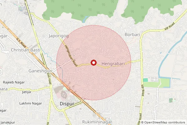 Map showing approximate area covered by Pincode 781036 — Hengrabari S.O, Kamrup Metro