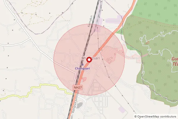 Map showing approximate area covered by Pincode 781101 — Baralabari B.O, Kamrup
