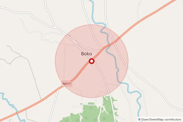 Map showing approximate area covered by Pincode 781123 — Durapara B.O, Kamrup