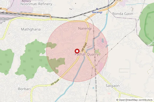 Map showing approximate area covered by Pincode 781171 — Patharquerry S.O, Kamrup Metro