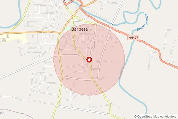 Map showing approximate area covered by Pincode 781301 — Barpeta H.O, Barpeta