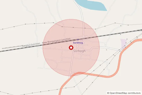 Map showing approximate area covered by Pincode 781317 — Amguri B.O, Barpeta