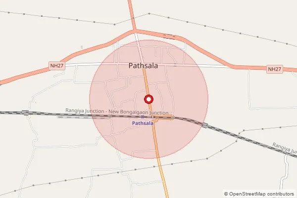Map showing approximate area covered by Pincode 781325 — Amdah B.O, Bajali