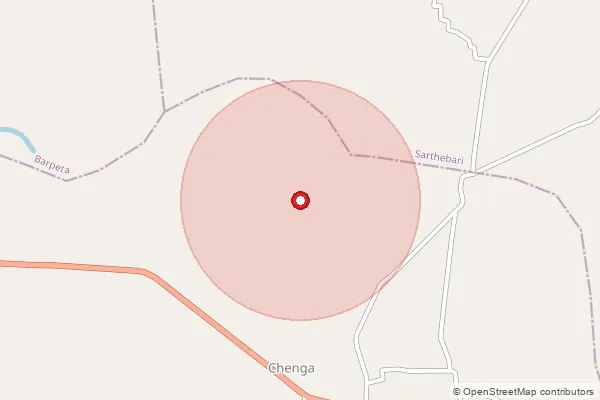 Map showing approximate area covered by Pincode 781329 — Akaya B.O, Barpeta