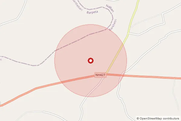 Map showing approximate area covered by Pincode 781333 — Thanguri B.O, Baksa