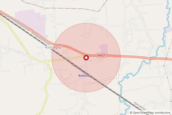 Map showing approximate area covered by Pincode 781380 — Hinguli B.O, Kamrup