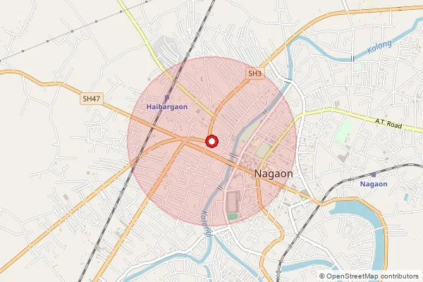 Map showing approximate area covered by Pincode 782002 — Aibheti B.O, Nagaon