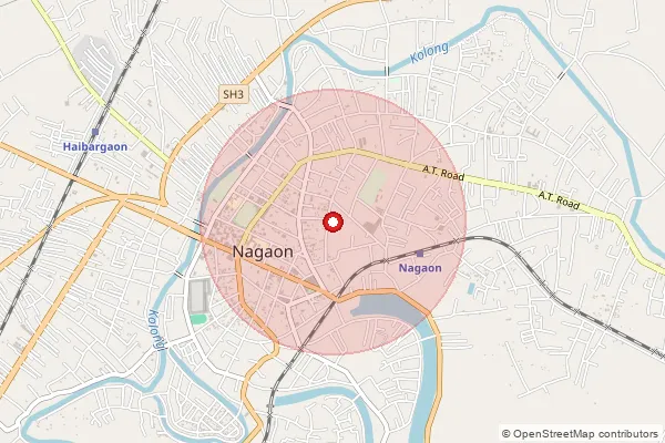Map showing approximate area covered by Pincode 782102 — Nibukali B.O, Nagaon